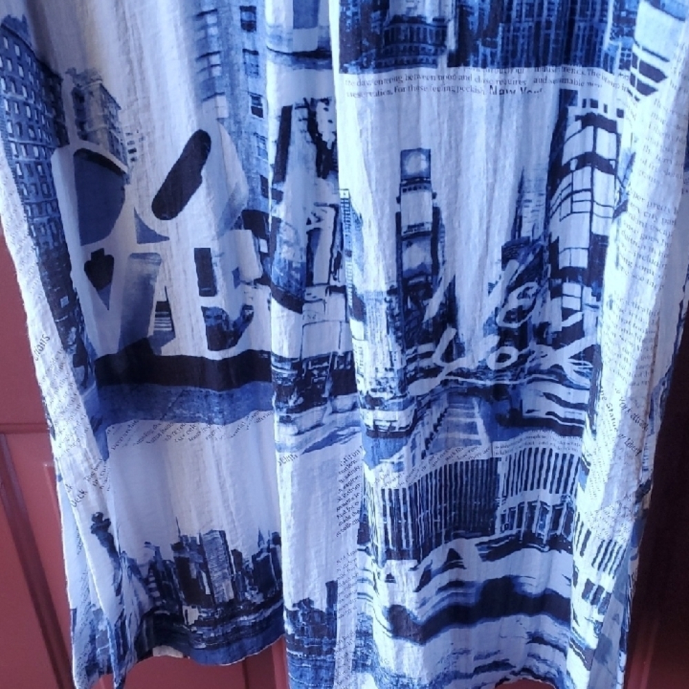 John Mark NY Graphic Navy and White Button Down Dress - Picture 9 of 12